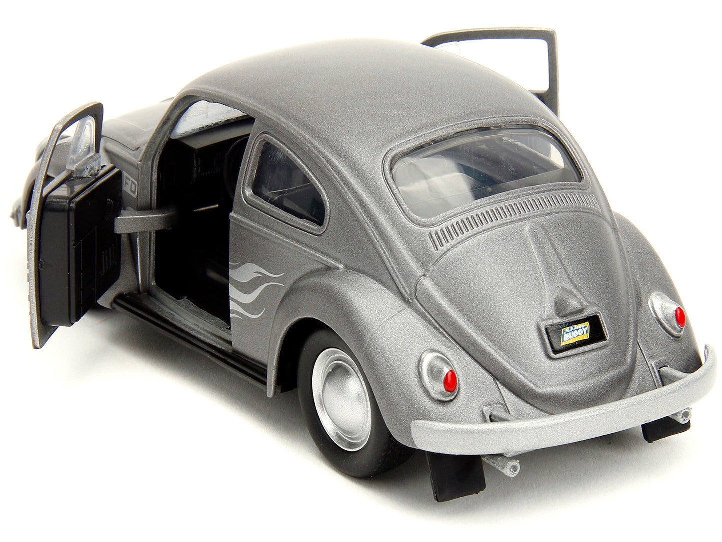 1959 Volkswagen Beetle Gray Metallic with Silver Flames and Boxing Gloves Accessory "Punch Buggy" Series 1/32 Diecast Model Car by Jada-DiecastModeler.com