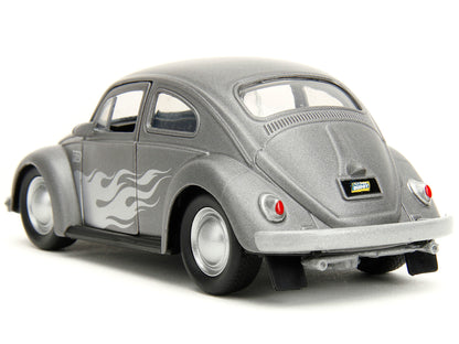 1959 Volkswagen Beetle Gray Metallic with Silver Flames and Boxing Gloves Accessory "Punch Buggy" Series 1/32 Diecast Model Car by Jada-DiecastModeler.com