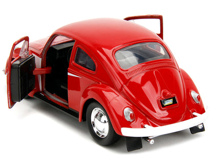 1959 Volkswagen Beetle Red with White Graphics and Boxing Gloves Accessory "Punch Buggy" Series 1/32 Diecast Model Car by Jada-DiecastModeler.com