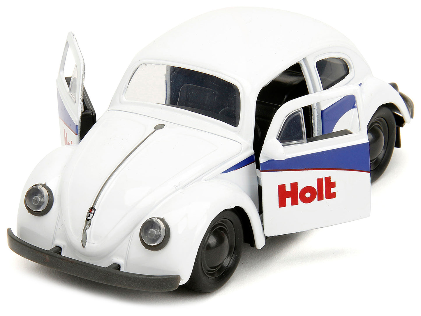 1959 Volkswagen Beetle "Holt" White with Blue Graphics and Boxing Gloves Accessory "Punch Buggy" Series 1/32 Diecast Model Car by Jada-DiecastModeler.com