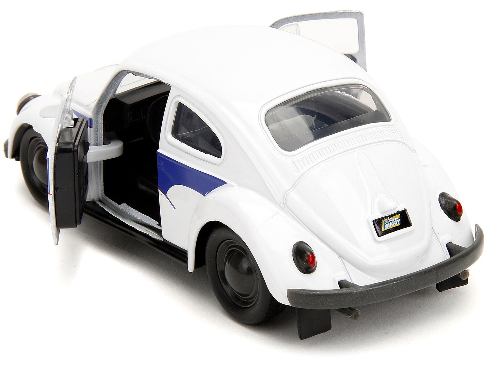 1959 Volkswagen Beetle "Holt" White with Blue Graphics and Boxing Gloves Accessory "Punch Buggy" Series 1/32 Diecast Model Car by Jada-DiecastModeler.com