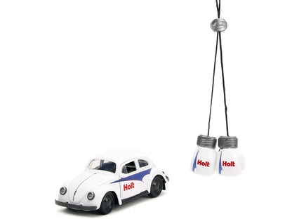 1959 Volkswagen Beetle "Holt" White with Blue Graphics and Boxing Gloves Accessory "Punch Buggy" Series 1/32 Diecast Model Car by Jada-DiecastModeler.com