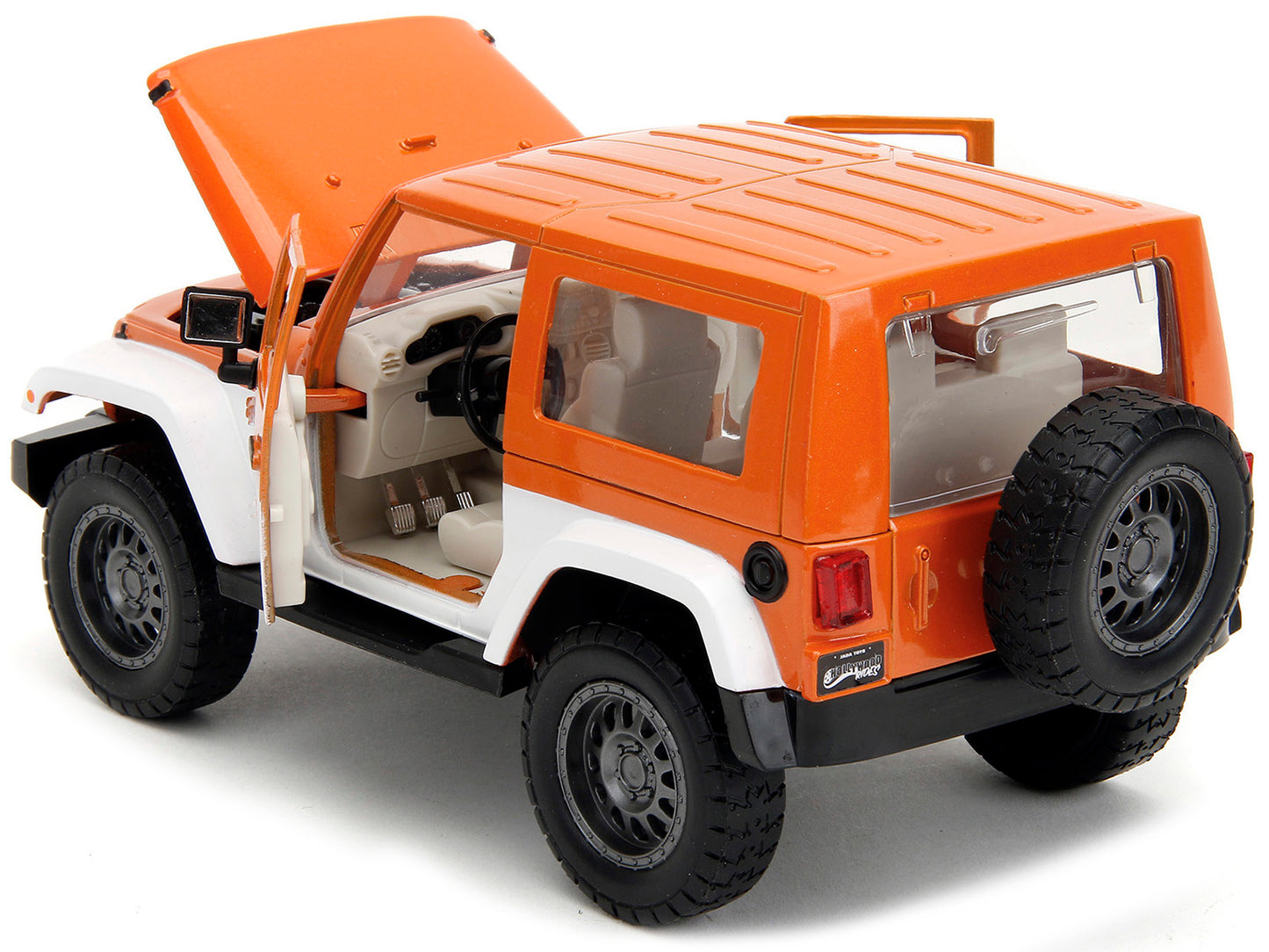 2007 Jeep Wrangler Orange Metallic and White and Orange M&M Diecast Figure "M&M's" "Hollywood Rides" Series 1/24 Diecast Model Car by Jada