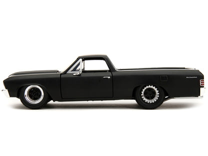 1967 Chevrolet El Camino Matt Black "Fast & Furious" Series 1/24 Diecast Model Car by Jada-DiecastModeler.com