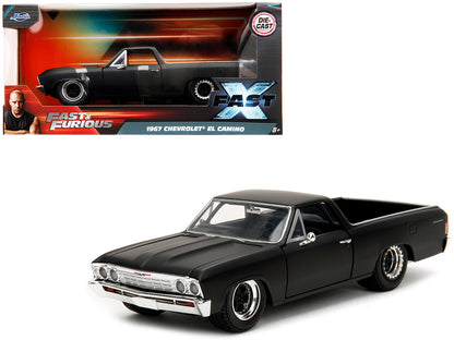 1967 Chevrolet El Camino Matt Black "Fast & Furious" Series 1/24 Diecast Model Car by Jada-DiecastModeler.com