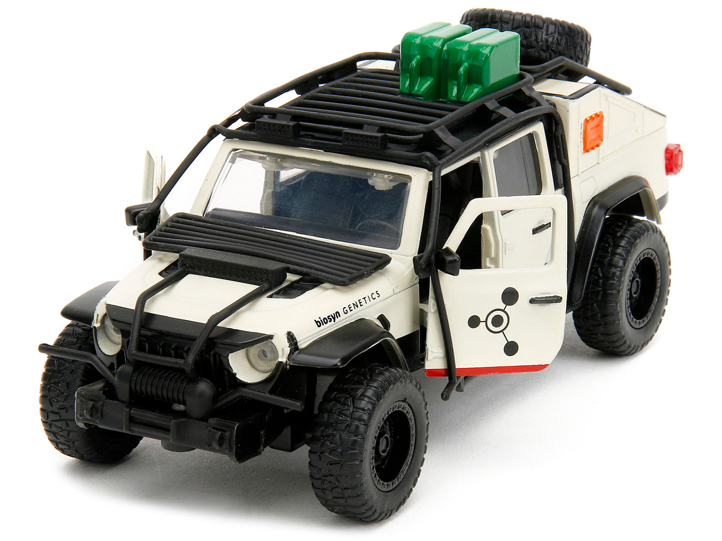 Jeep Gladiator Pickup Truck with Equipment Shell Beige with Graphics "Biosyn Genetics" "Jurassic World Dominion" (2022) Movie "Hollywood Rides" Series 1/32 Diecast Model Car by Jada