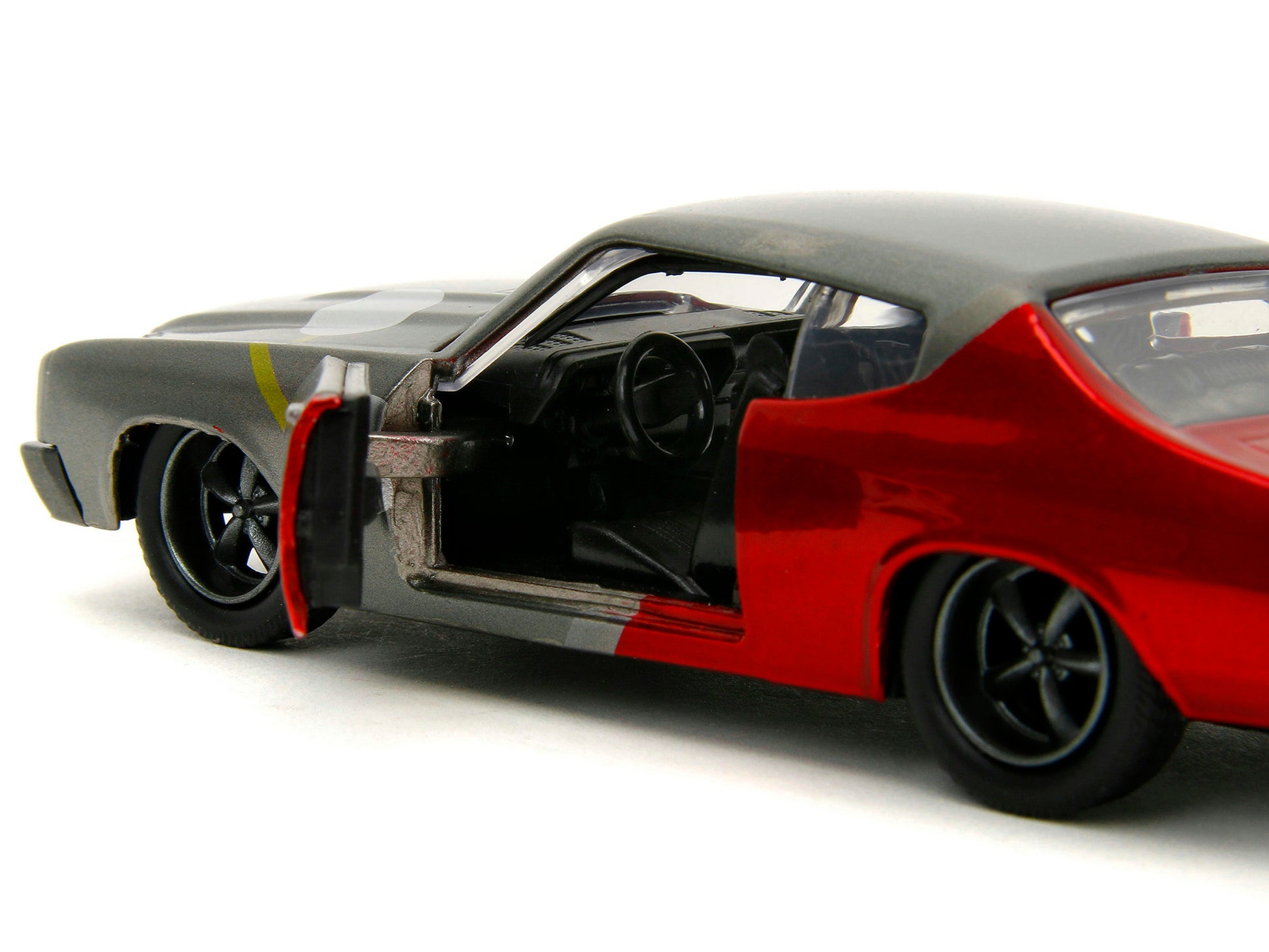 1970 Chevrolet Chevelle SS Gray Metallic and Red Metallic with Black Hood and Thor Diecast Figure "The Avengers" "Hollywood Rides" Series 1/32 Diecast Model Car by Jada-DiecastModeler.com