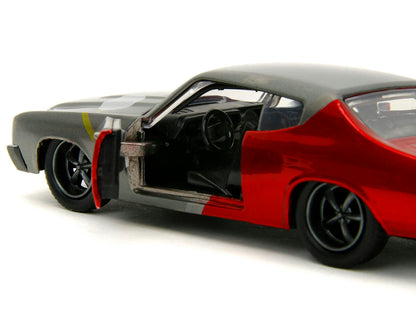 1970 Chevrolet Chevelle SS Gray Metallic and Red Metallic with Black Hood and Thor Diecast Figure "The Avengers" "Hollywood Rides" Series 1/32 Diecast Model Car by Jada-DiecastModeler.com