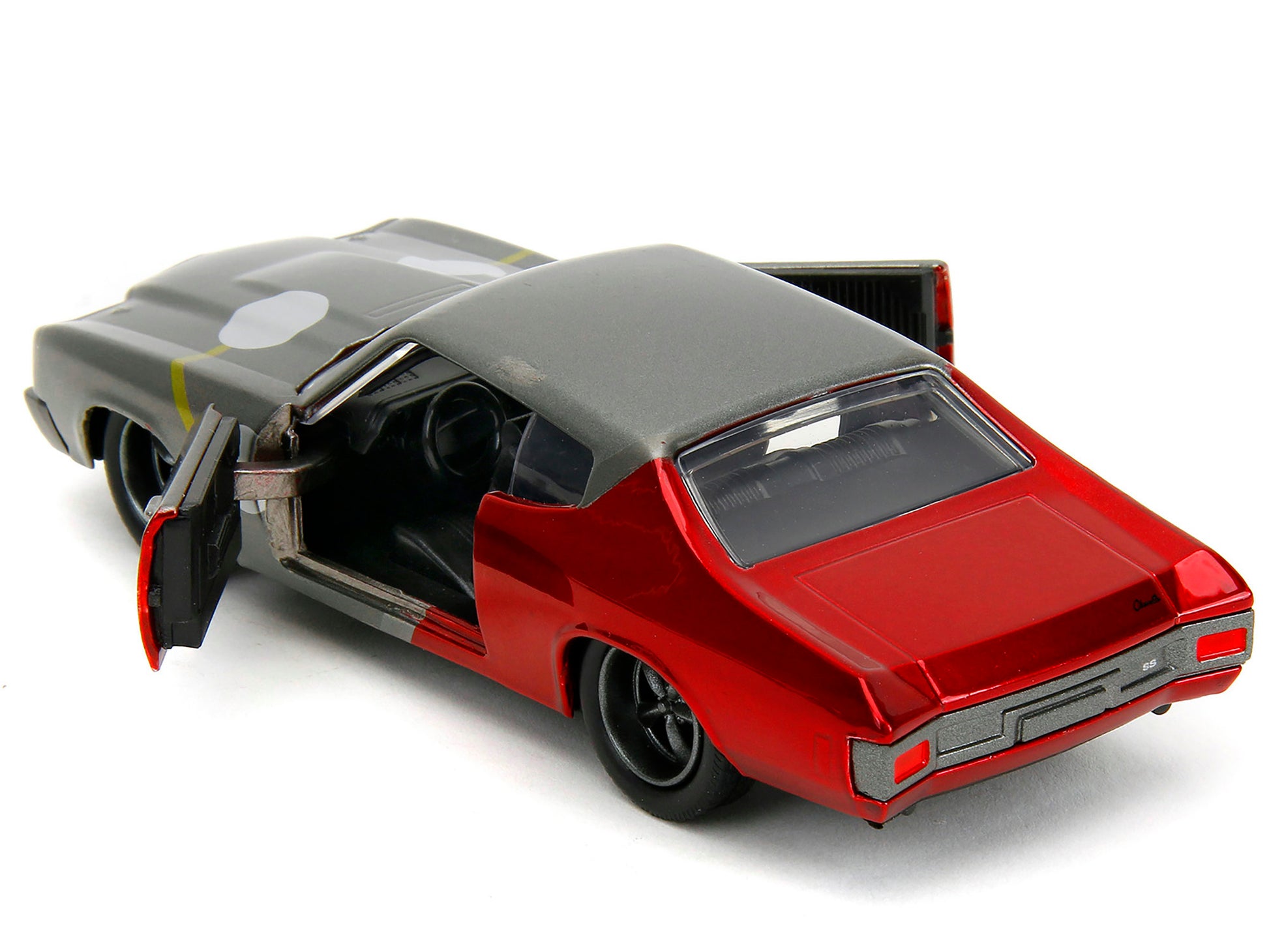 1970 Chevrolet Chevelle SS Gray Metallic and Red Metallic with Black Hood and Thor Diecast Figure "The Avengers" "Hollywood Rides" Series 1/32 Diecast Model Car by Jada-DiecastModeler.com