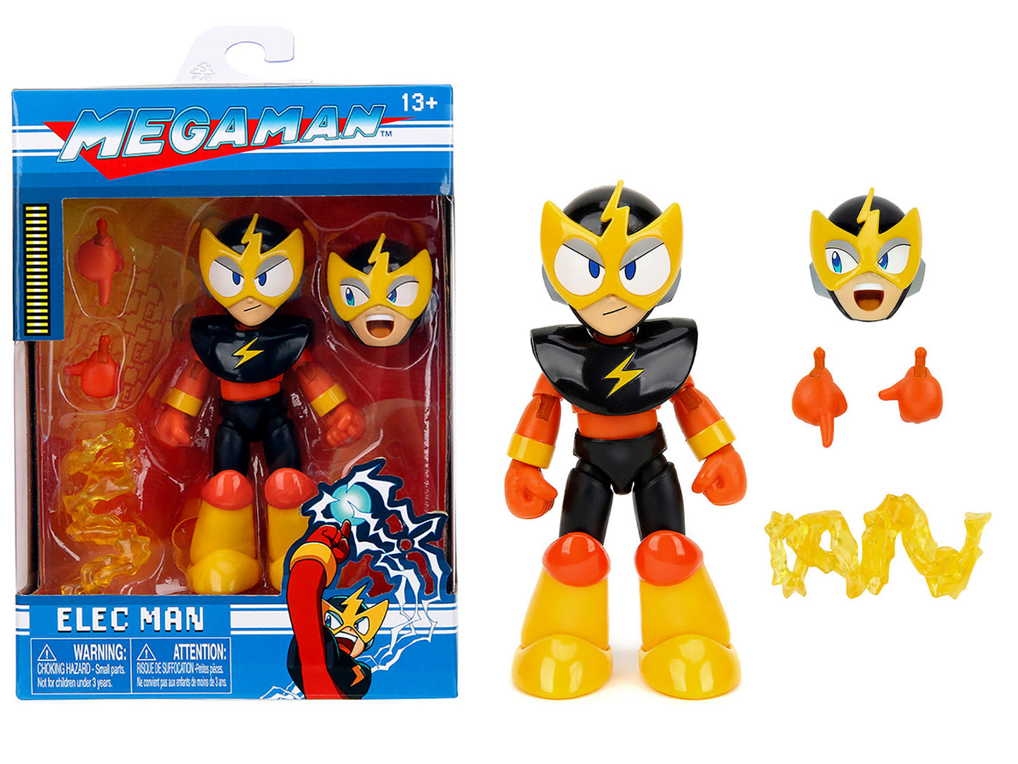 Elec Man 4.5" Moveable Figure with Accessories and Alternate Head and Hands "Mega Man" (1987) Video Game Model by Jada-DiecastModeler.com
