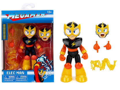 Elec Man 4.5" Moveable Figure with Accessories and Alternate Head and Hands "Mega Man" (1987) Video Game Model by Jada-DiecastModeler.com