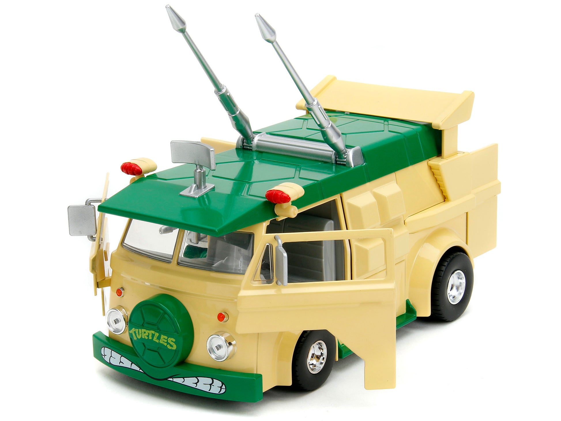 Party Wagon Green and Beige and Donatello Diecast Figure "Teenage Mutant Ninja Turtles" "Hollywood Rides" Series Diecast Model by Jada-DiecastModeler.com