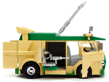 Party Wagon Green and Beige and Donatello Diecast Figure "Teenage Mutant Ninja Turtles" "Hollywood Rides" Series Diecast Model by Jada-DiecastModeler.com