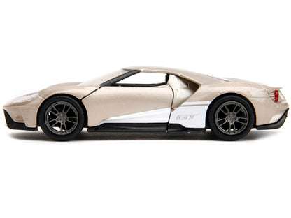 2017 Ford GT Gold Metallic with White Accents "Pink Slips" Series 1/32 Diecast Model Car by Jada