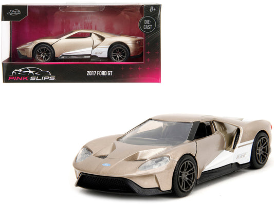 2017 Ford GT Gold Metallic with White Accents "Pink Slips" Series 1/32 Diecast Model Car by Jada-DiecastModeler.com