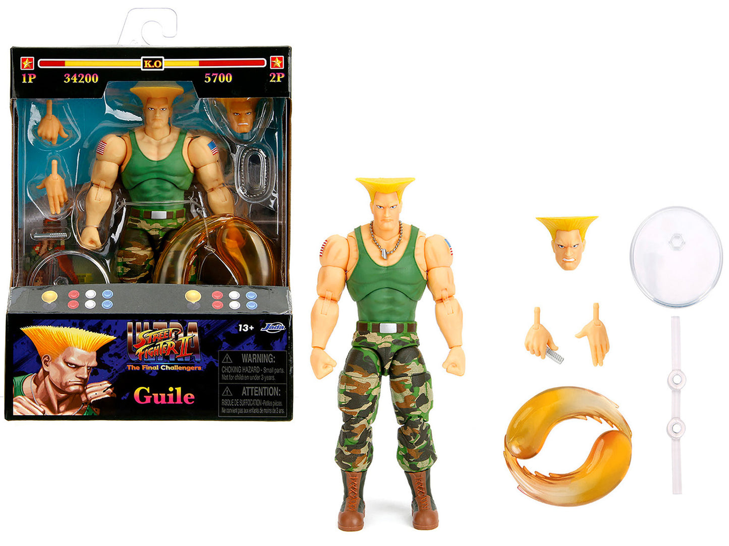 Guile 6" Moveable Figure with Accessories and Alternate Head and Hands "Ultra Street Fighter II: The Final Challengers" (2017) Video Game Model by Jada-DiecastModeler.com