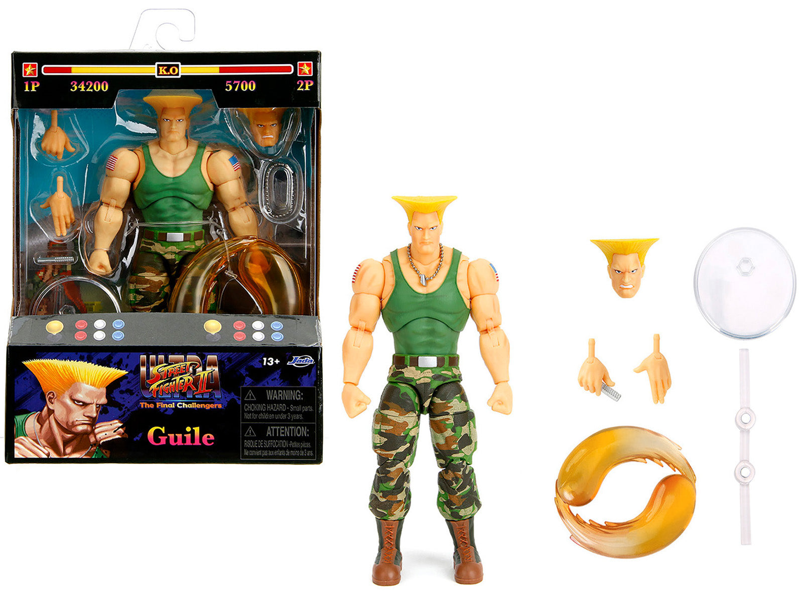Guile 6" Moveable Figure with Accessories and Alternate Head and Hands "Ultra Street Fighter II: The Final Challengers" (2017) Video Game Model by Jada-DiecastModeler.com