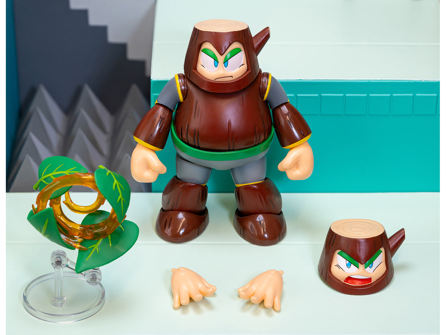 Wood Man 5" Moveable Figure (Deluxe Version) with Accessories and Alternate Head and Hands "Mega Man" (1987) Video Game Model by Jada-DiecastModeler.com