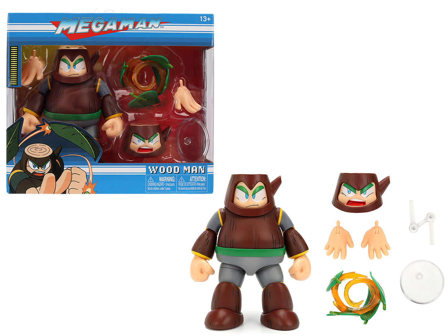 Wood Man 5" Moveable Figure (Deluxe Version) with Accessories and Alternate Head and Hands "Mega Man" (1987) Video Game Model by Jada-DiecastModeler.com