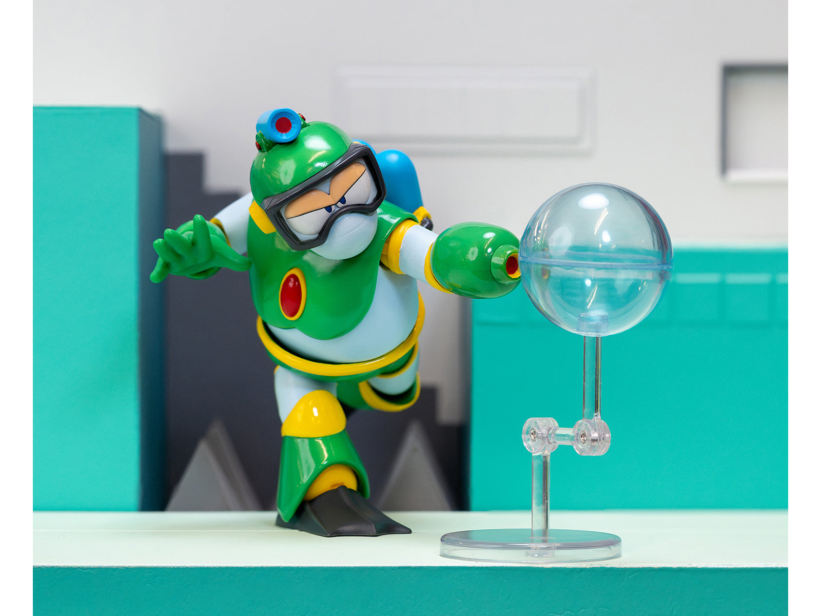 Bubble Man 5" Moveable Figure (Deluxe Version) with Accessories and Alternate Head and Hands "Mega Man" (1987) Video Game Model by Jada-DiecastModeler.com