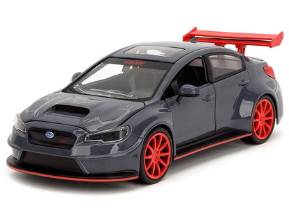 2016 Subaru WRX STI Widebody Dark Blue and Yuji Itadori Diecast Figure "Jujutsu Kaisen" (2020–2023) TV Series "Anime Hollywood Rides" Series 1/24 Diecast Model Car by Jada-DiecastModeler.com