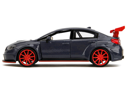 2016 Subaru WRX STI Widebody Dark Blue and Yuji Itadori Diecast Figure "Jujutsu Kaisen" (2020–2023) TV Series "Anime Hollywood Rides" Series 1/24 Diecast Model Car by Jada-DiecastModeler.com