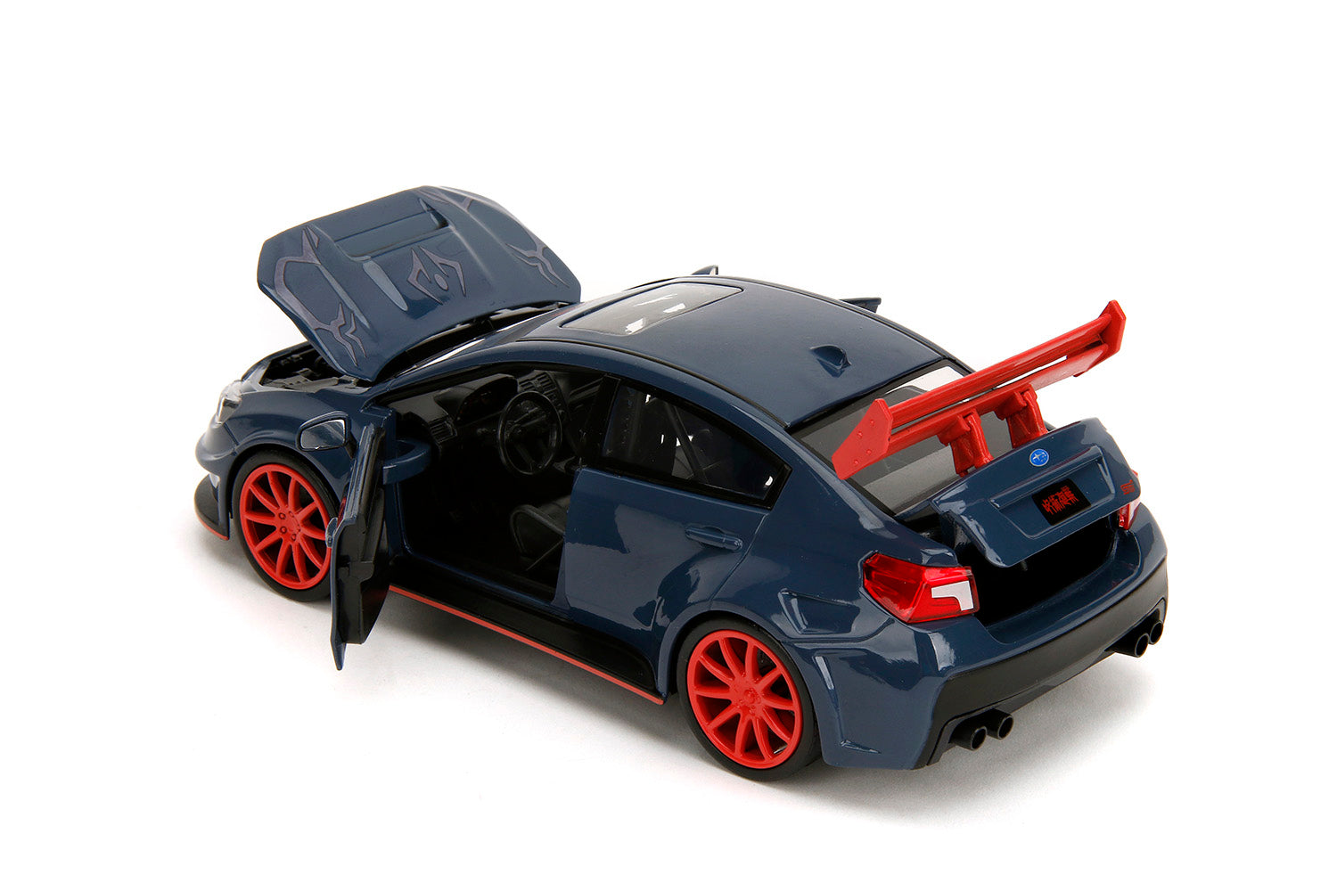 2016 Subaru WRX STI Widebody Dark Blue and Yuji Itadori Diecast Figure "Jujutsu Kaisen" (2020–2023) TV Series "Anime Hollywood Rides" Series 1/24 Diecast Model Car by Jada-DiecastModeler.com