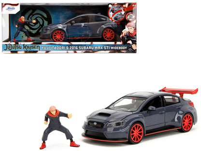 2016 Subaru WRX STI Widebody Dark Blue and Yuji Itadori Diecast Figure "Jujutsu Kaisen" (2020–2023) TV Series "Anime Hollywood Rides" Series 1/24 Diecast Model Car by Jada-DiecastModeler.com