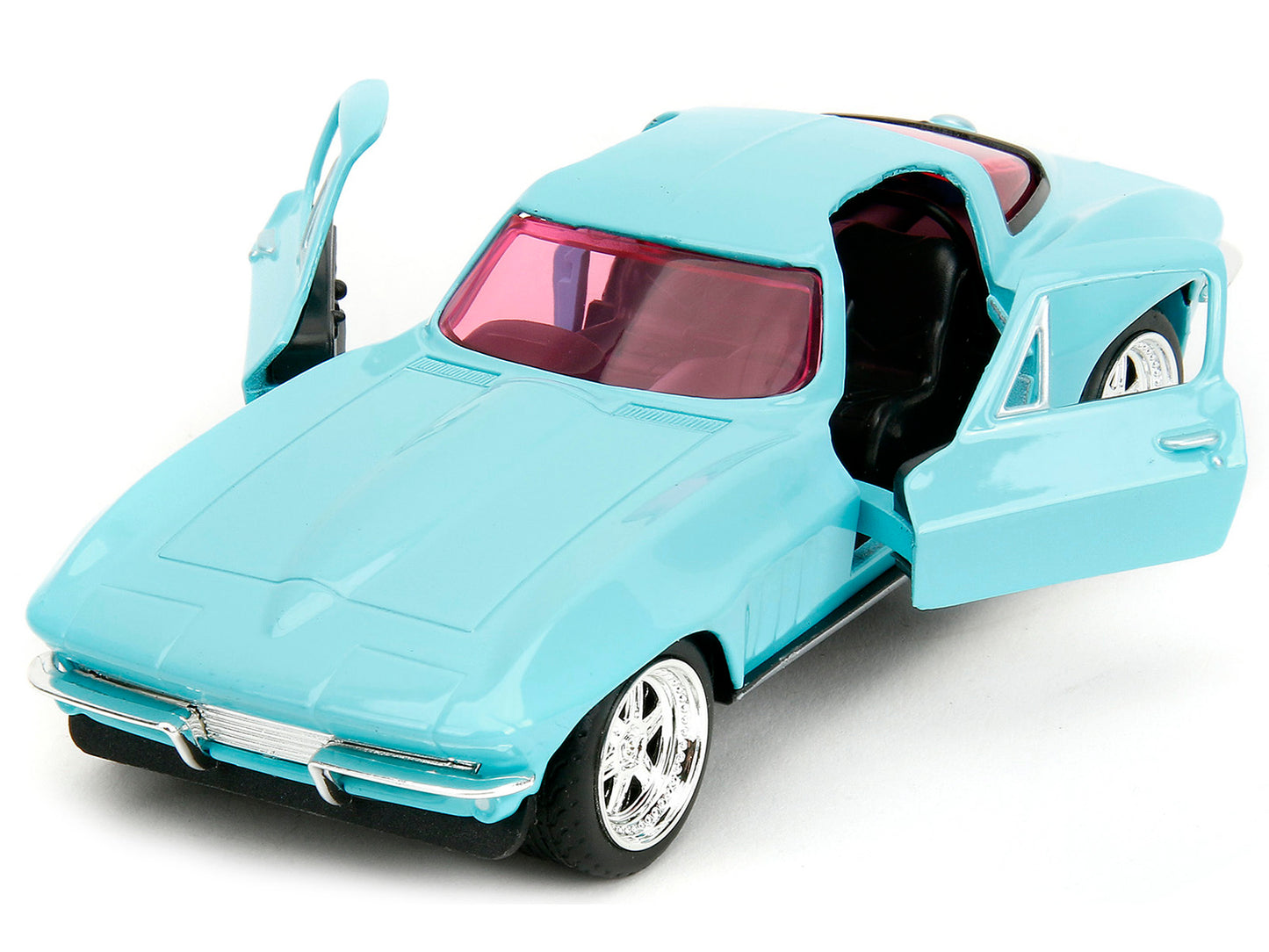 1966 Chevrolet Corvette Light Blue with Pink Tinted Windows "Pink Slips" Series 1/32 Diecast Model Car by Jada-DiecastModeler.com