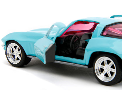 1966 Chevrolet Corvette Light Blue with Pink Tinted Windows "Pink Slips" Series 1/32 Diecast Model Car by Jada-DiecastModeler.com