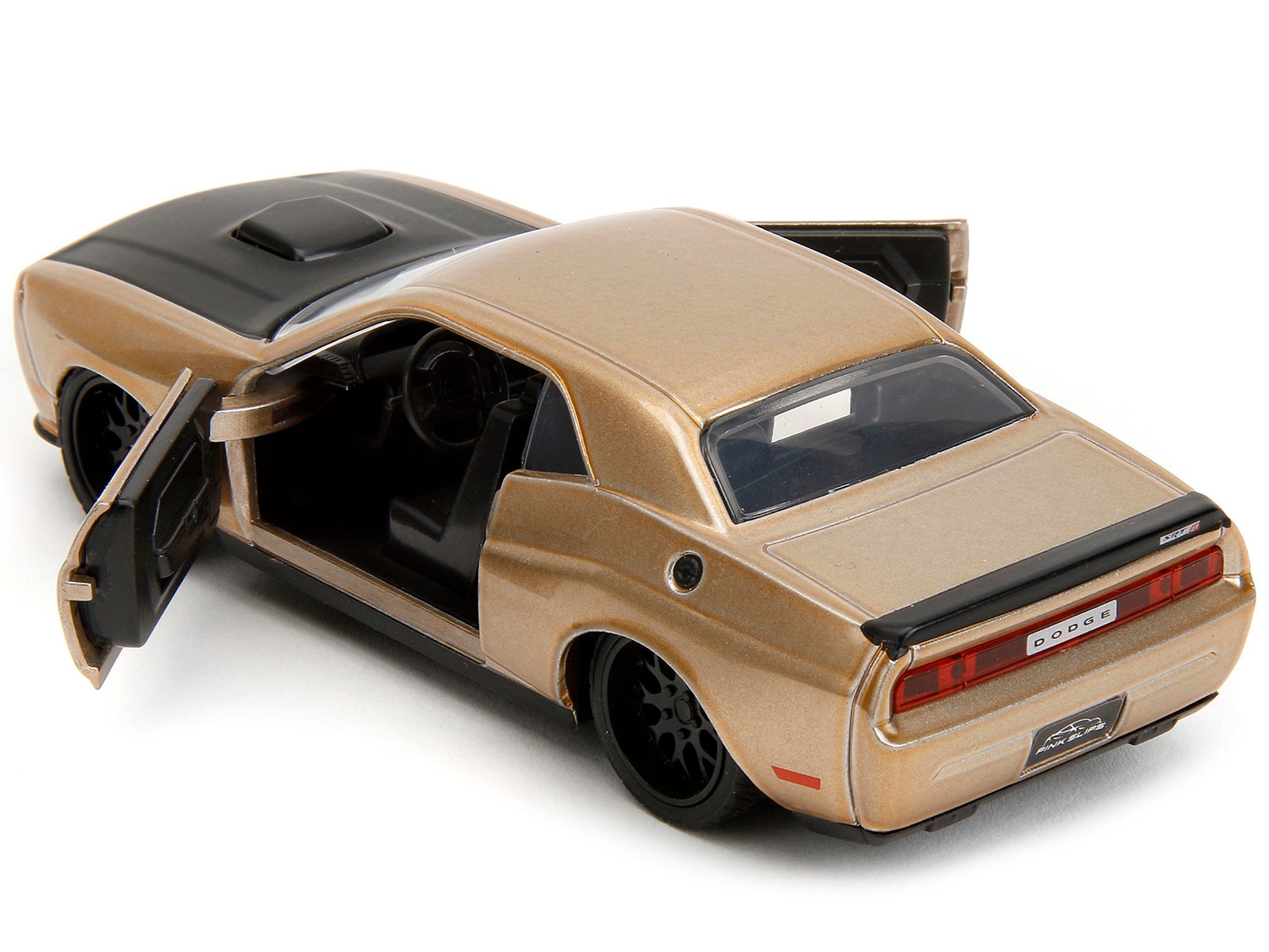 2012 Dodge Challenger SRT8 Gold Metallic with Black Hood "Pink Slips" Series 1/32 Diecast Model Car by Jada-DiecastModeler.com