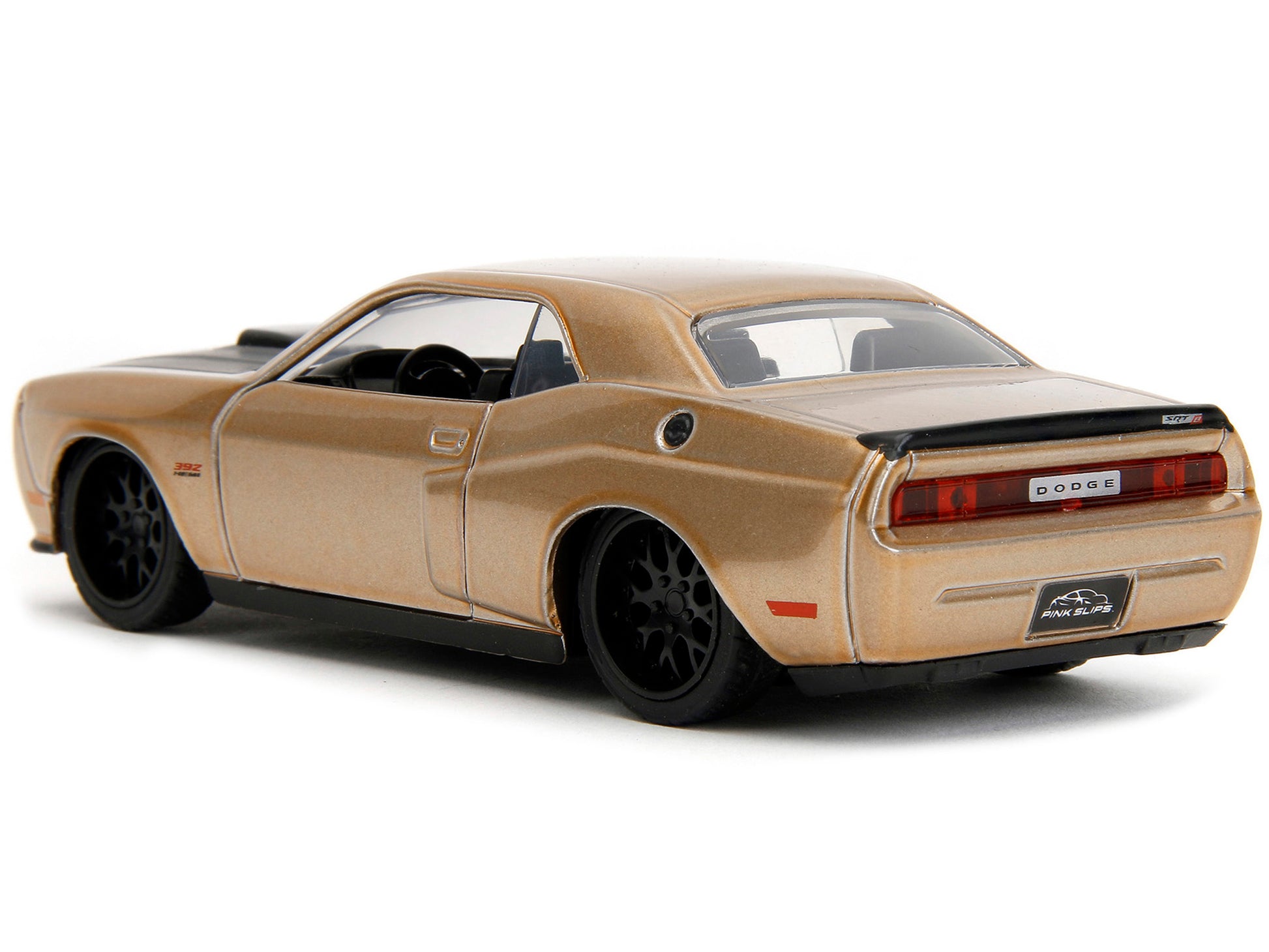 2012 Dodge Challenger SRT8 Gold Metallic with Black Hood "Pink Slips" Series 1/32 Diecast Model Car by Jada-DiecastModeler.com