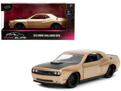 2012 Dodge Challenger SRT8 Gold Metallic with Black Hood "Pink Slips" Series 1/32 Diecast Model Car by Jada-DiecastModeler.com