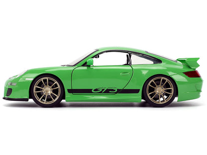 Porsche 911 GT3 (997) Green with Black Accents "Fast X" (2023) Movie "Fast & Furious" Series 1/24 Diecast Model Car by Jada-DiecastModeler.com