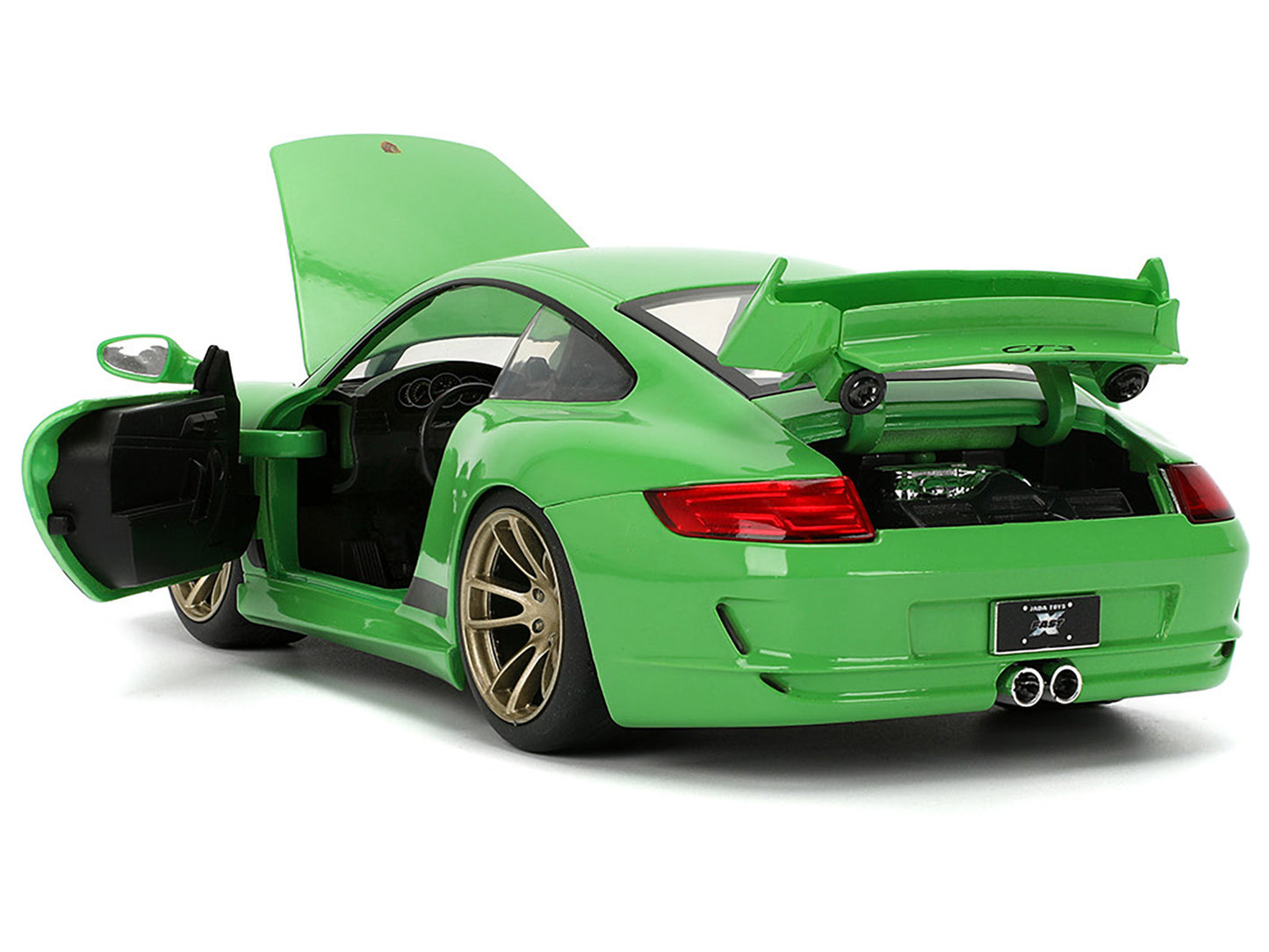 Porsche 911 GT3 (997) Green with Black Accents "Fast X" (2023) Movie "Fast & Furious" Series 1/24 Diecast Model Car by Jada-DiecastModeler.com
