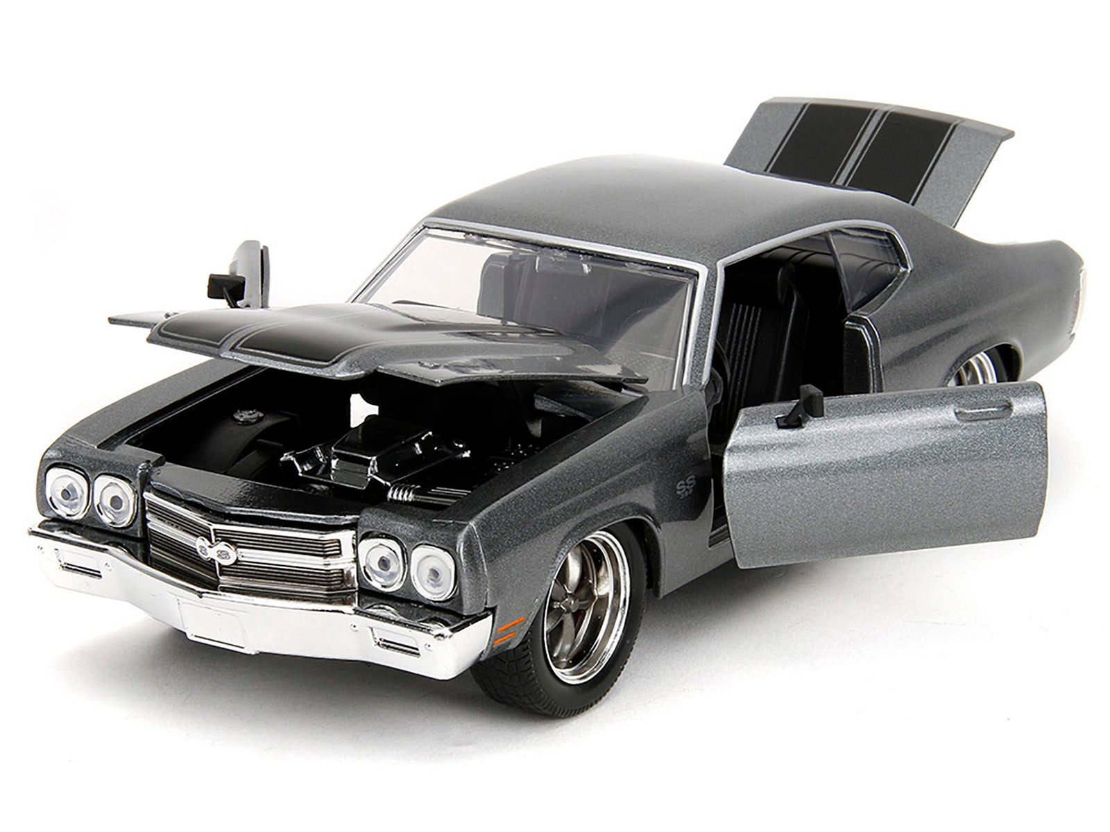 1970 Chevrolet Chevelle SS Gray Metallic with Black Stripes "Fast & Furious" (2009) Movie "Fast & Furious" Series 1/24 Diecast Model Car by Jada-DiecastModeler.com