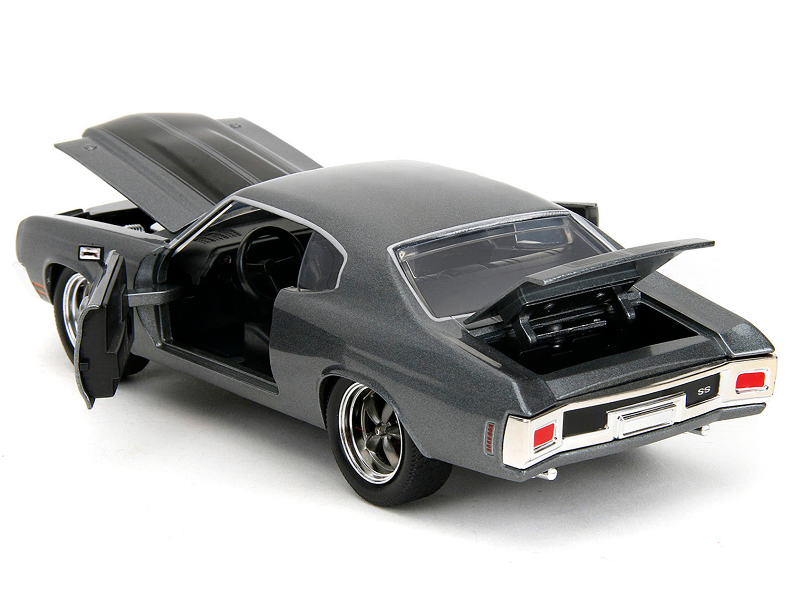 1970 Chevrolet Chevelle SS Gray Metallic with Black Stripes "Fast & Furious" (2009) Movie "Fast & Furious" Series 1/24 Diecast Model Car by Jada-DiecastModeler.com