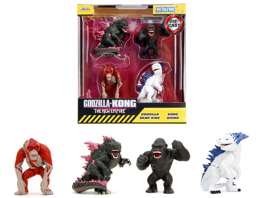 Set of 4 Diecast Figures "Godzilla x Kong: The New Empire" (2024) Movie "Metalfigs" Series Diecast Models by Jada-DiecastModeler.com