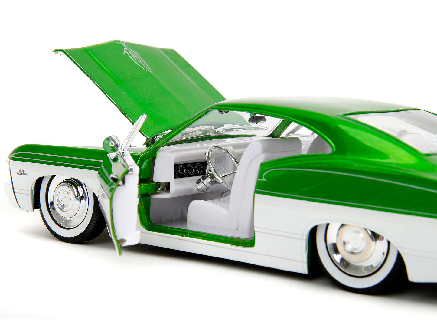 1967 Chevrolet Impala SS Green Metallic and White with White Interior "Bigtime Muscle" Series 1/24 Diecast Model Car by Jada-DiecastModeler.com