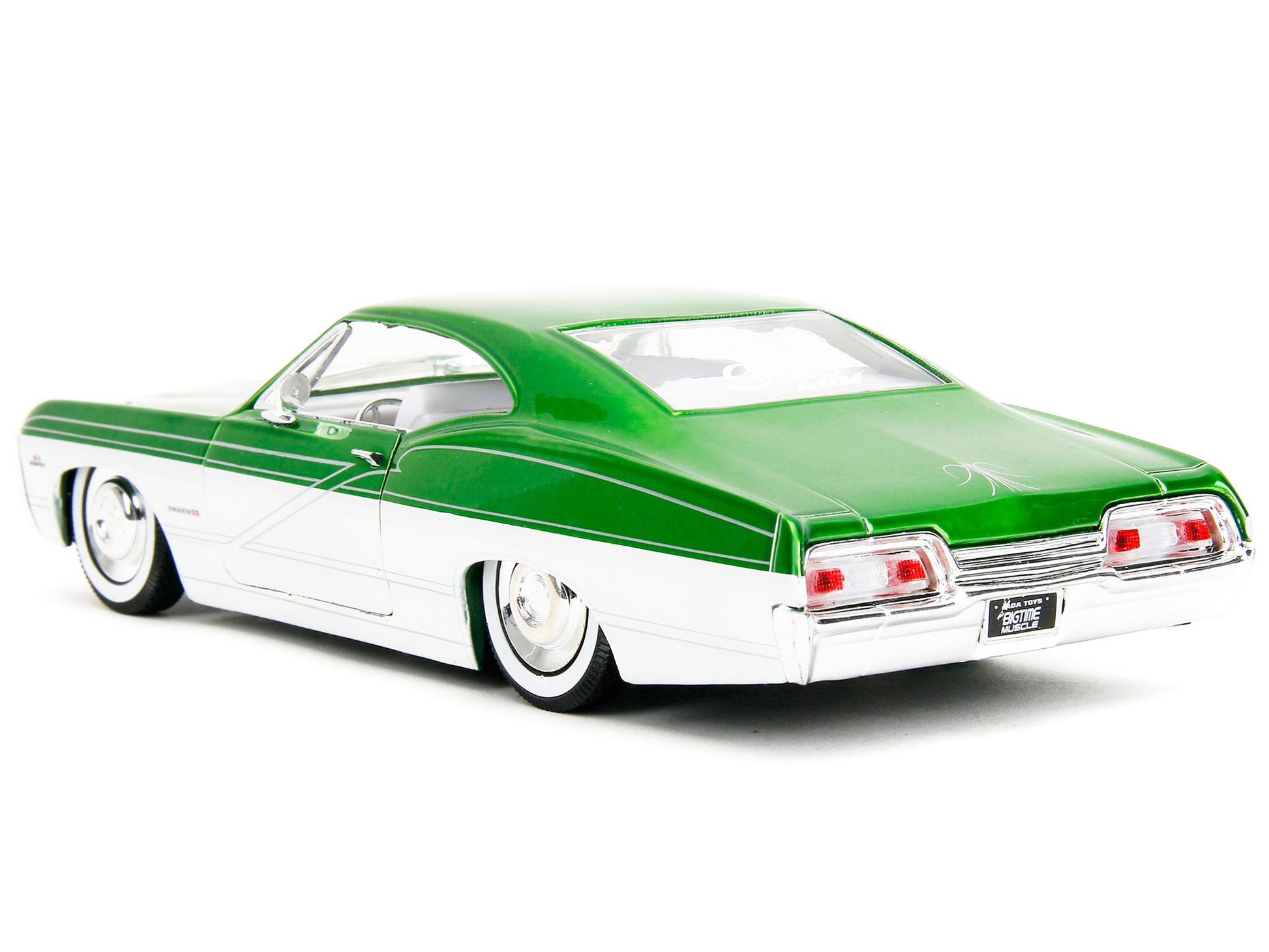 1967 Chevrolet Impala SS Green Metallic and White with White Interior "Bigtime Muscle" Series 1/24 Diecast Model Car by Jada-DiecastModeler.com