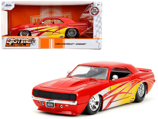 1969 Chevrolet Camaro Red with Graphics "BigTime Muscle" Series 1/24 Diecast Model Car by Jada-DiecastModeler.com