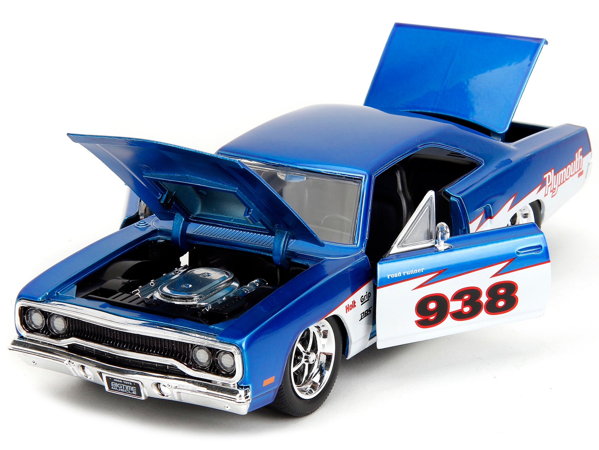 1970 Plymouth Road Runner #938 Candy Blue and White "Bigtime Muscle" Series 1/24 Diecast Model Car by Jada-DiecastModeler.com