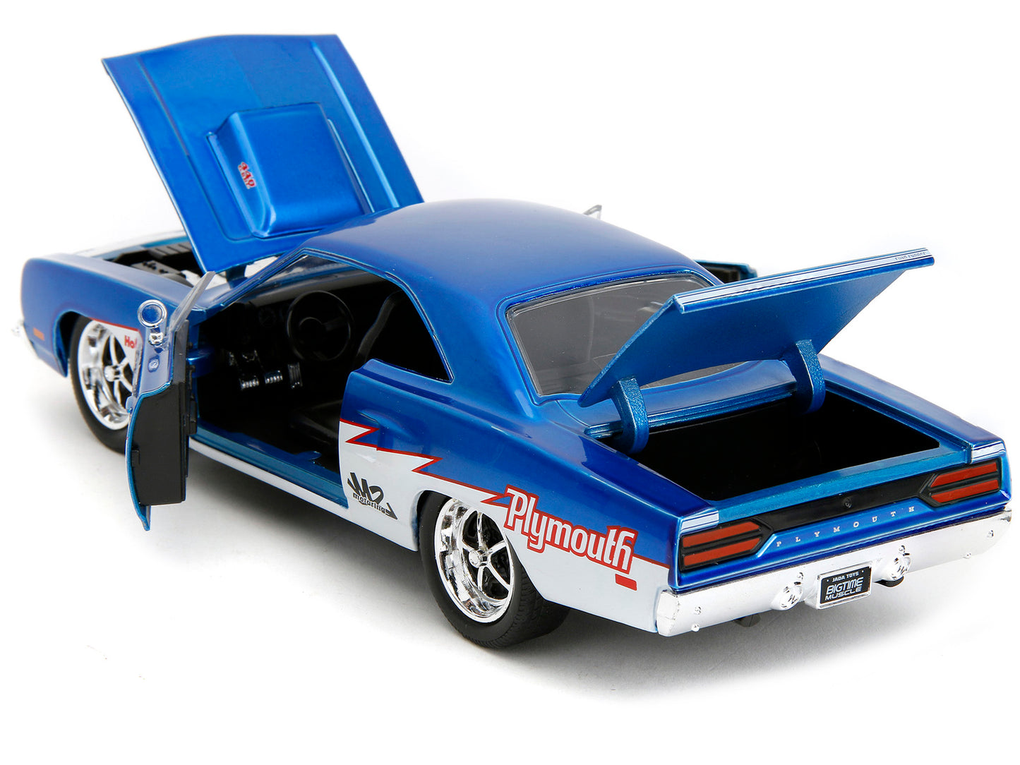 1970 Plymouth Road Runner #938 Candy Blue and White "Bigtime Muscle" Series 1/24 Diecast Model Car by Jada-DiecastModeler.com