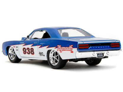 1970 Plymouth Road Runner #938 Candy Blue and White "Bigtime Muscle" Series 1/24 Diecast Model Car by Jada-DiecastModeler.com
