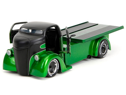 1947 Ford COE Flatbed Truck Green Metallic and Matt Black "Toyo Tires" with Extra Wheels "Just Trucks" Series 1/24 Diecast Model Car by Jada-DiecastModeler.com
