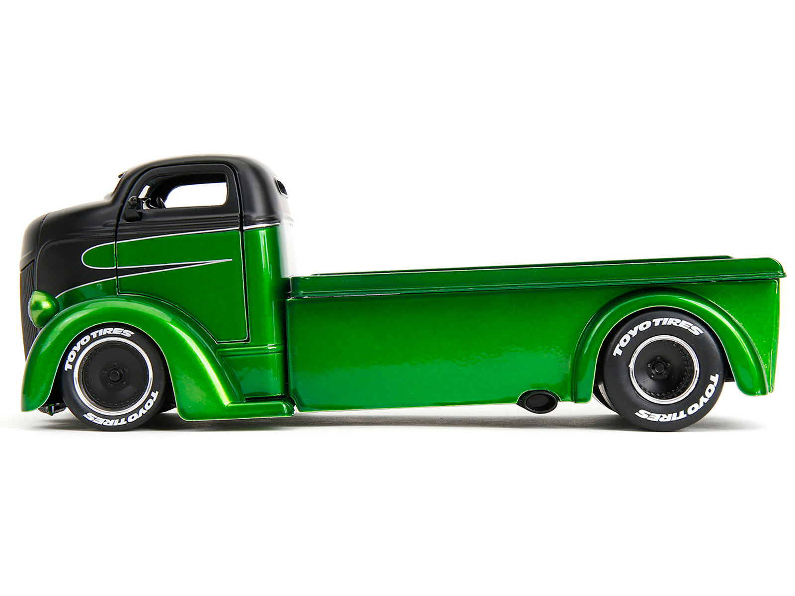 1947 Ford COE Flatbed Truck Green Metallic and Matt Black "Toyo Tires" with Extra Wheels "Just Trucks" Series 1/24 Diecast Model Car by Jada-DiecastModeler.com