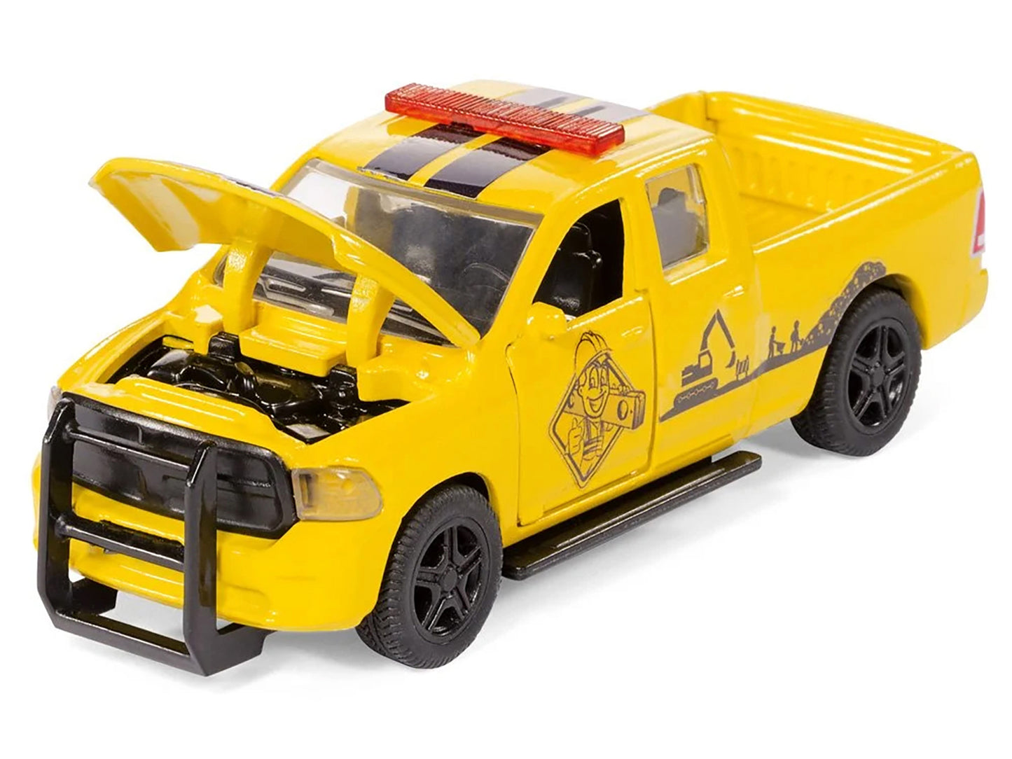Ram 1500 Pickup Truck Yellow with Compressor Trailer and Worker Figure with Accessories Set 1/50 Diecast Models by Siku-DiecastModeler.com