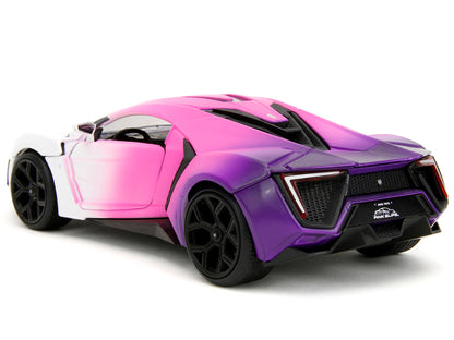 Lykan Hypersport White Pink and Purple Gradient "Pink Slips" Series 1/24 Diecast Model Car by Jada-DiecastModeler.com