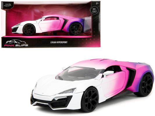 Lykan Hypersport White Pink and Purple Gradient "Pink Slips" Series 1/24 Diecast Model Car by Jada-DiecastModeler.com