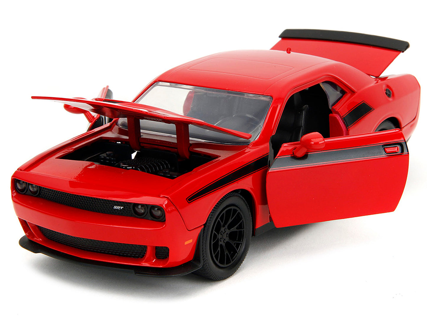 2015 Dodge Challenger Red with Black Stripes and Glenn Diecast Figure "The Walking Dead" (2010-2022) TV Series "Hollywood Rides" Series 1/24 Diecast Model Car by Jada-DiecastModeler.com